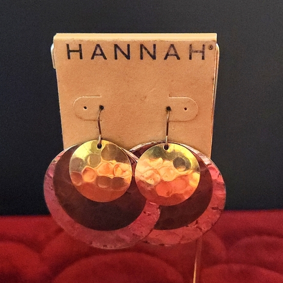 Jewelry - 📣 Hannah Tri Color Dangle Hammered Earring New 🆕 Tags 😍